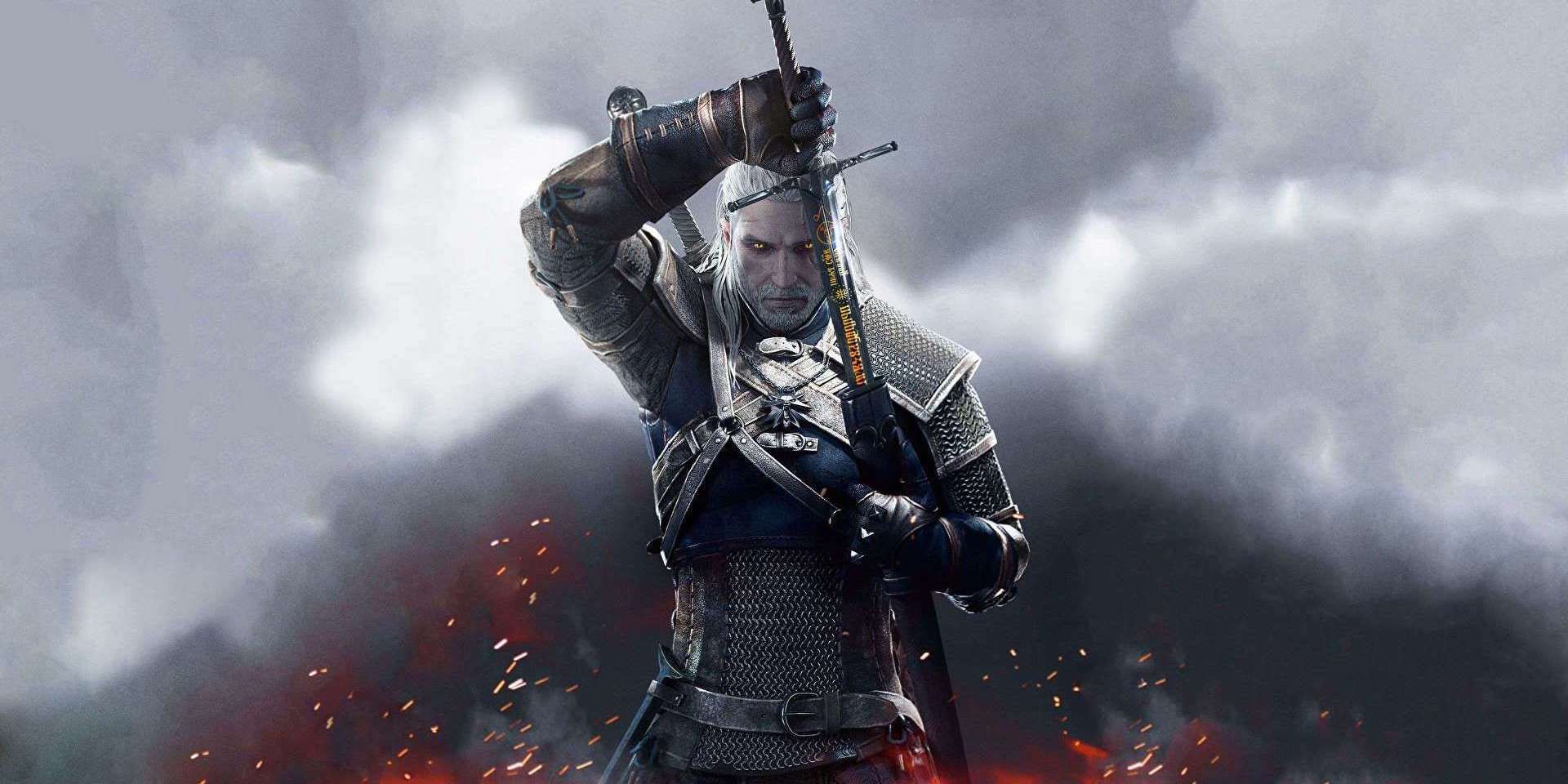 Geralt unsheating his sword in The Witcher 3