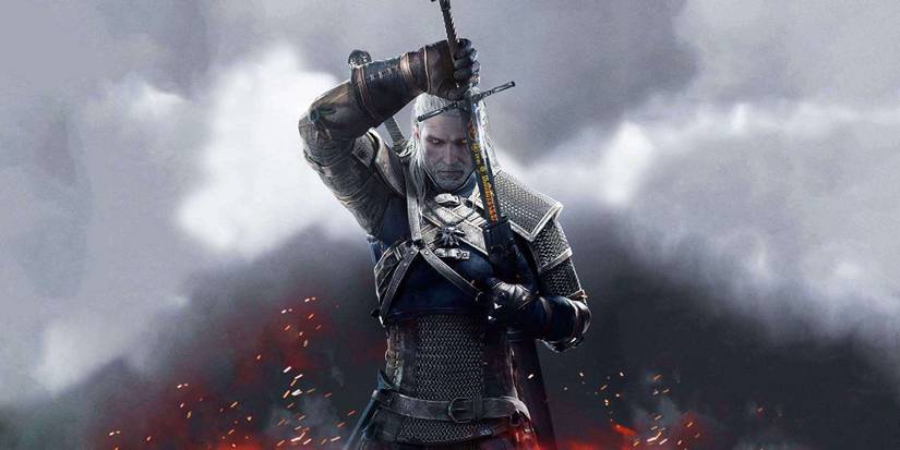 Geralt unsheating his sword in The Witcher 3