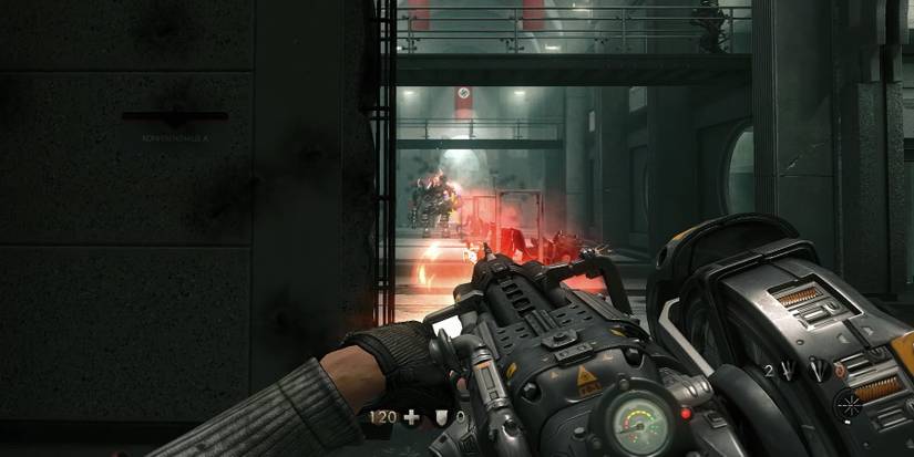 BJ Firing A Turret Gun In Wolfenstein The New Order