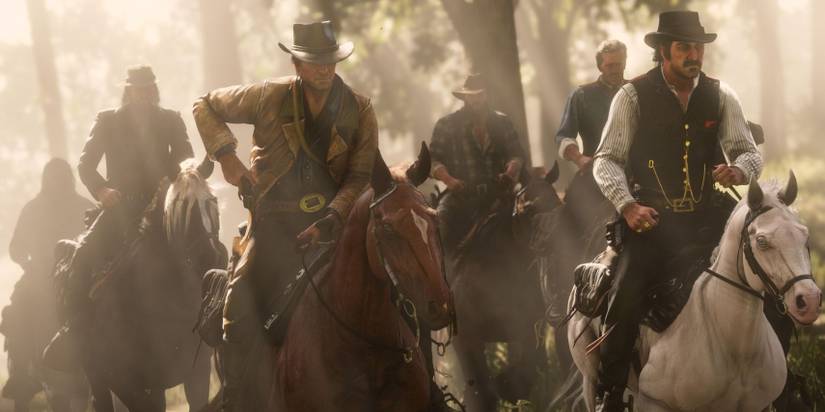 The Van Der Linde Gang Riding Horses In Red Dead Redemption 2