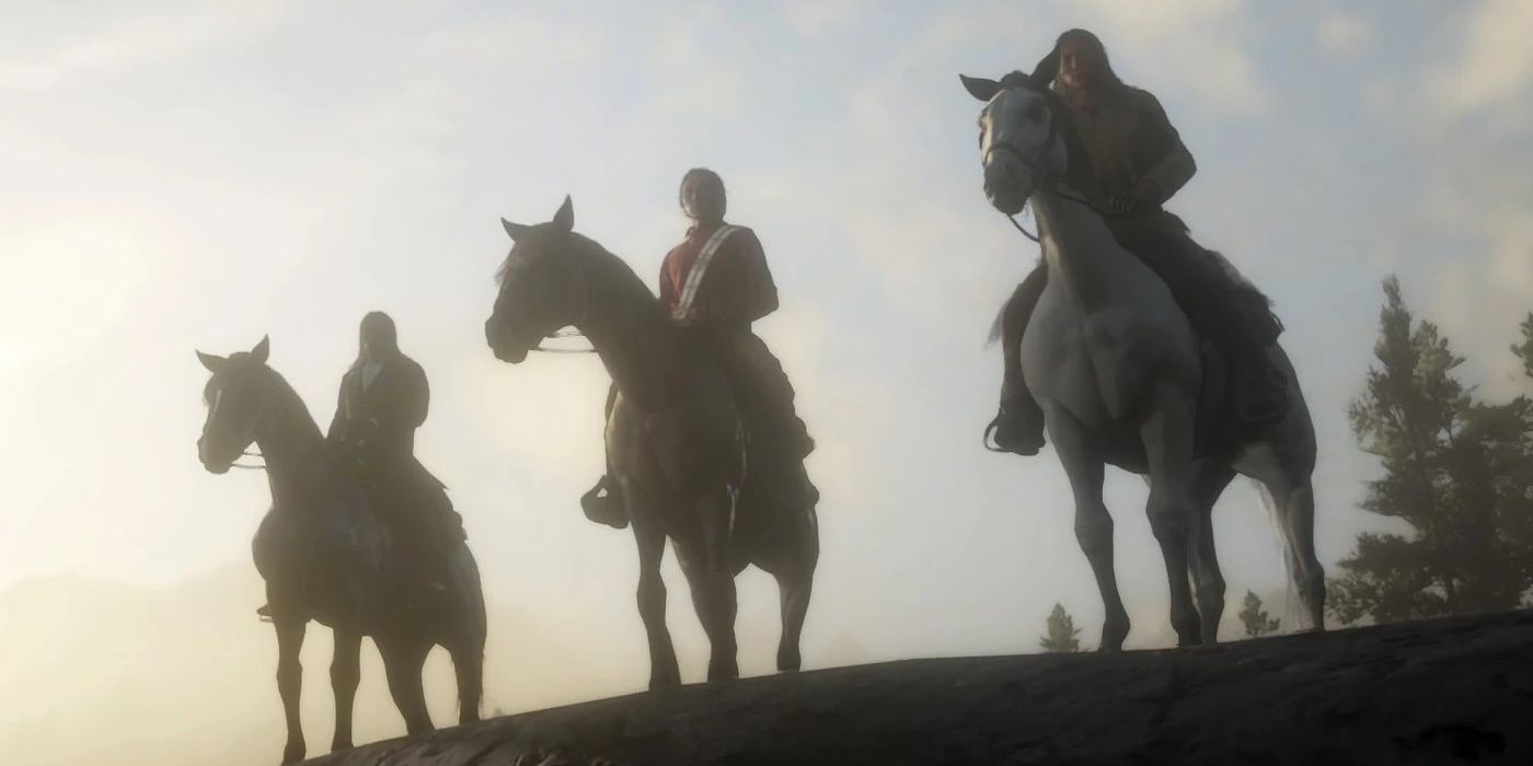 Коренные американцы на лошадях из Red Dead Redemption 2