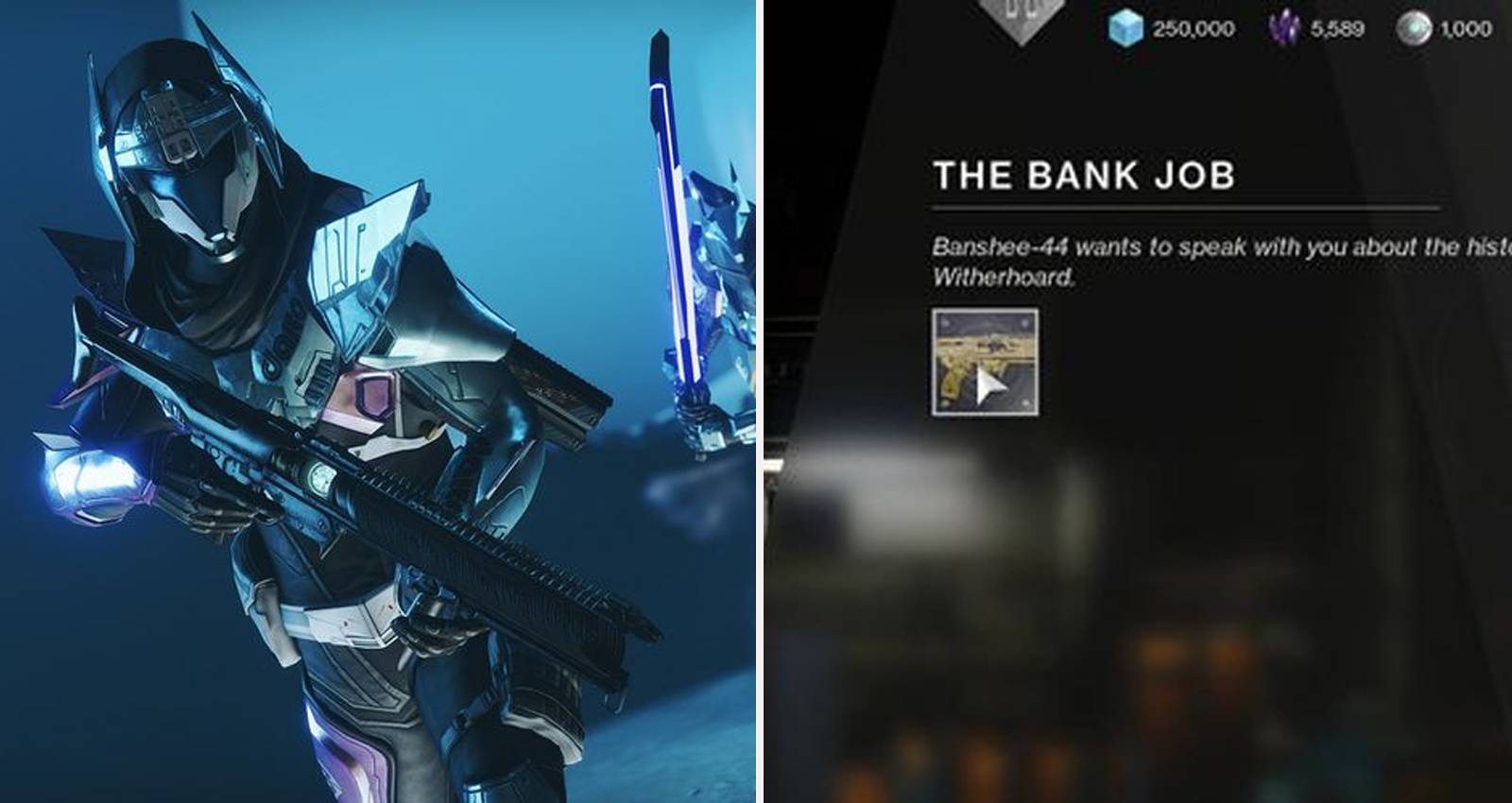 Destiny 2 Player holding the Witherhoard and the Witherhoard Catalyst Quest marker