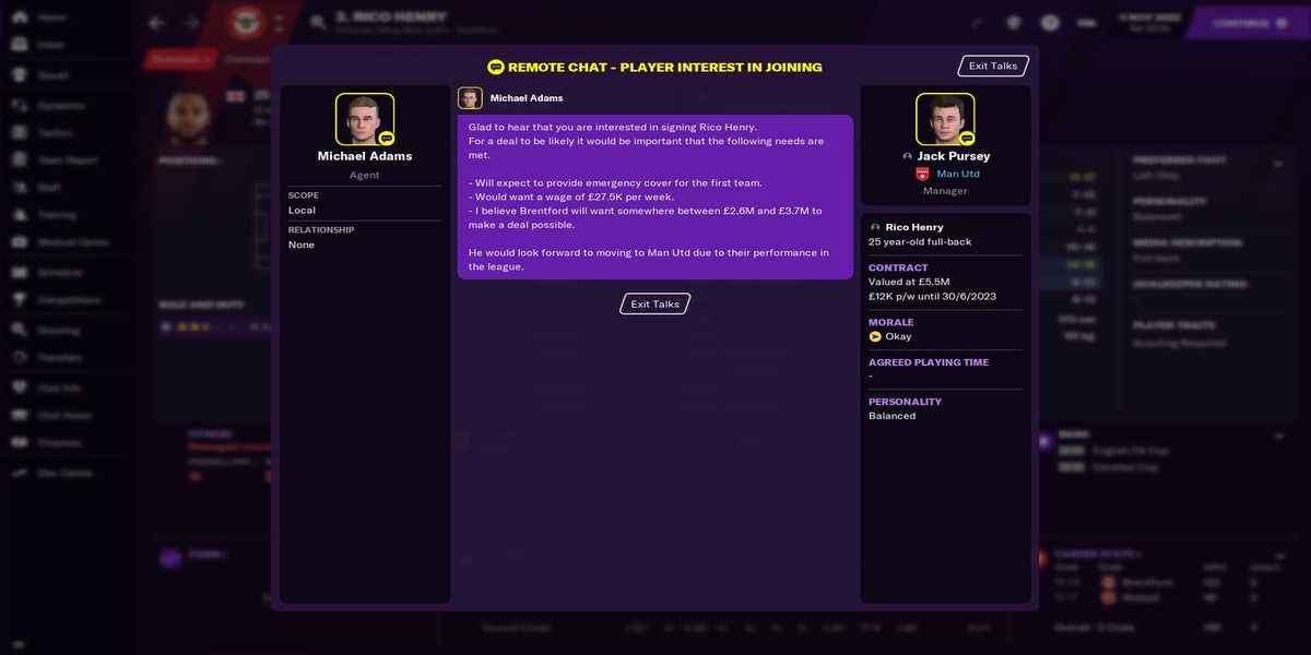Football Manager 21 - agent discussion