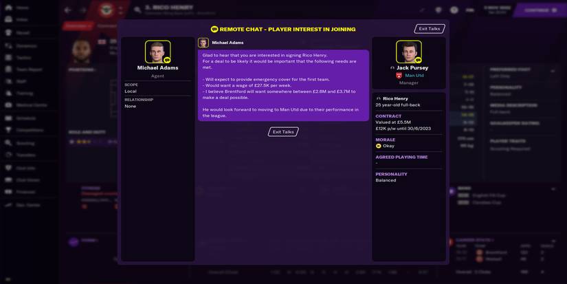 Football Manager 21 - agent discussion