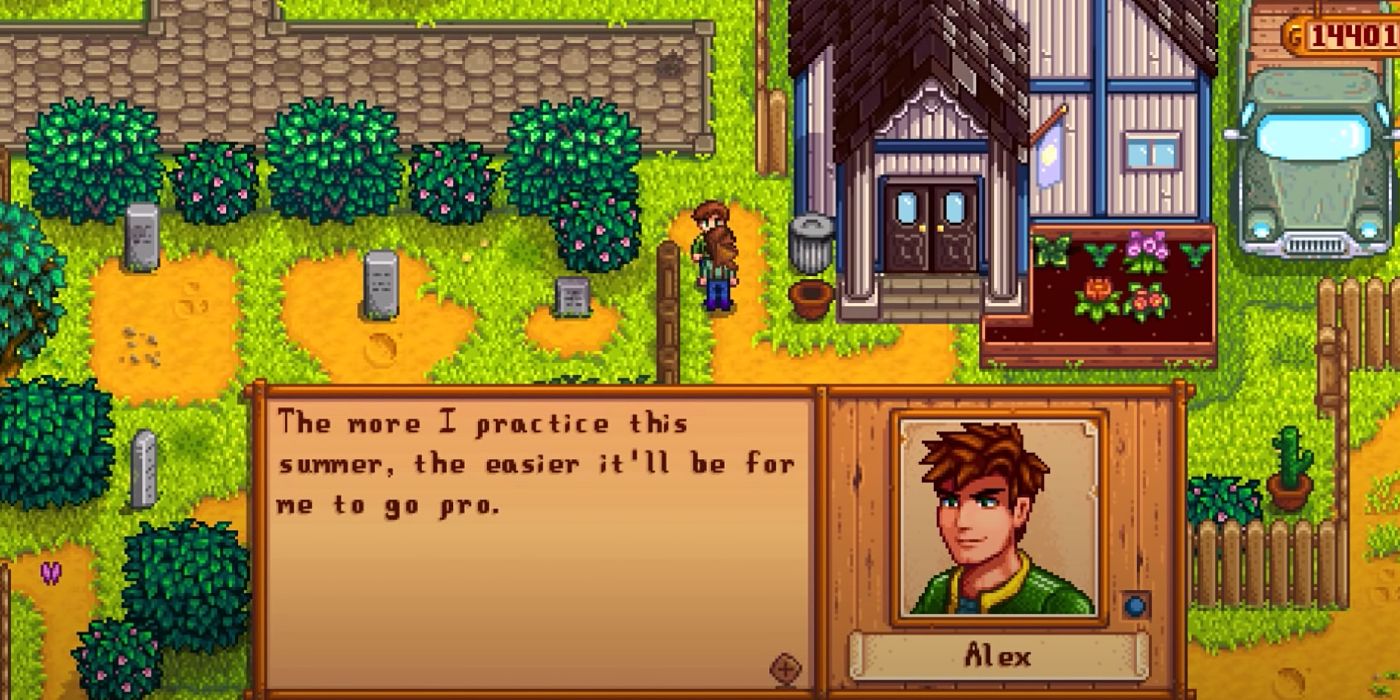 Alex talking to the player