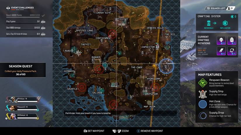 kings canyon map showing ring flares incoming
