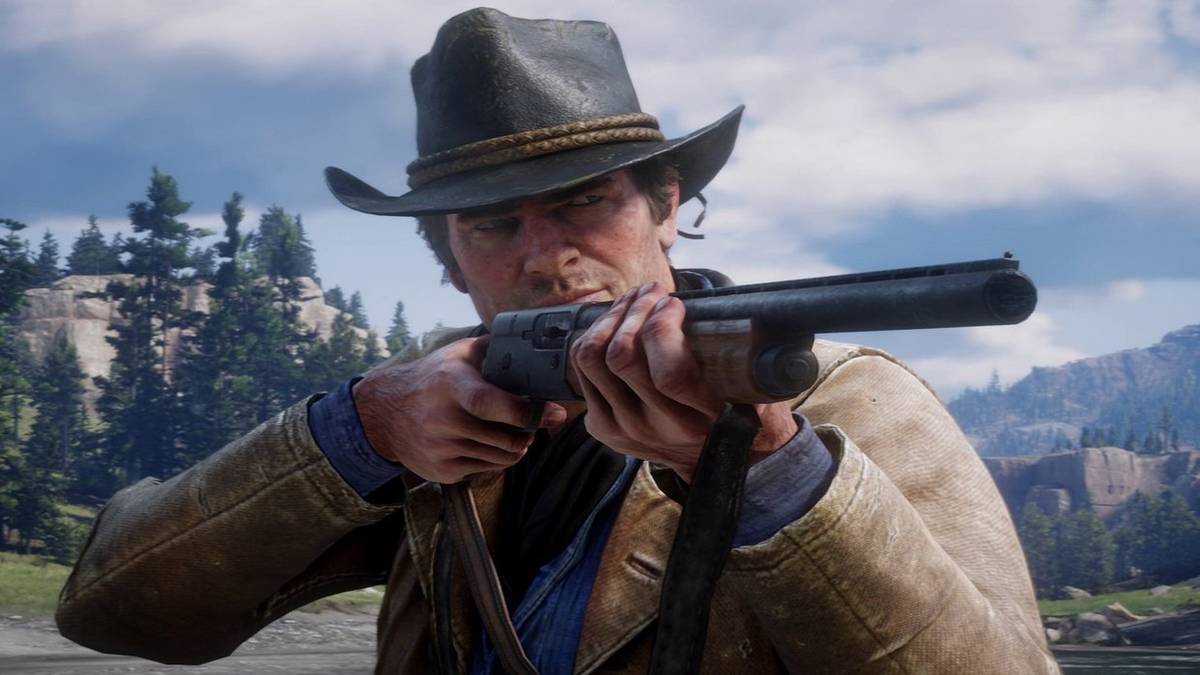 arthur with shotgun red dead 2