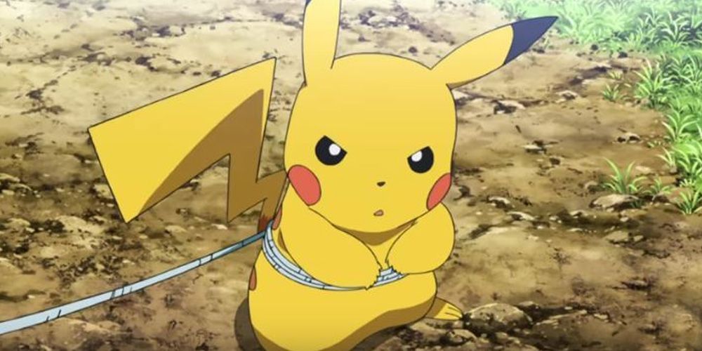 Ash tied Pikachu up in the first episode of the Pokemon anime