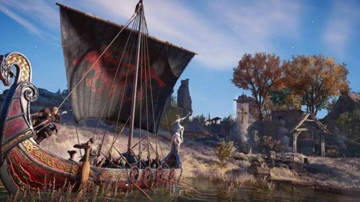 Assassin's Creed Valhalla River Raid Eivor in command of her longship