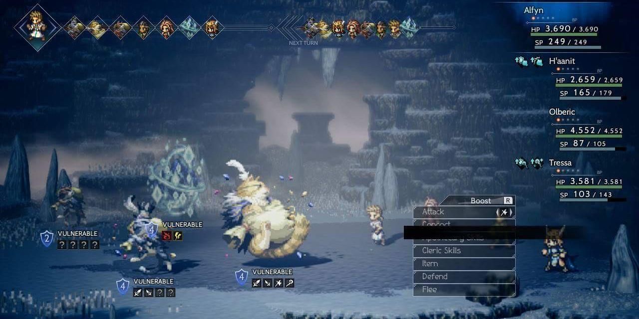 Several Caits in an Octopath Traveler random encounter