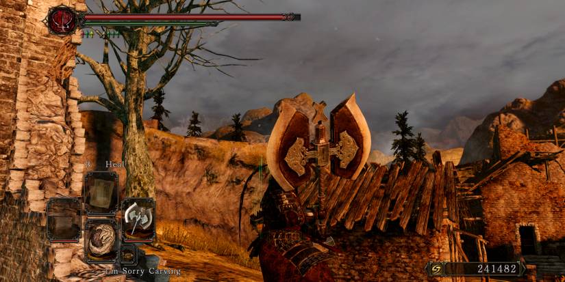 heavy greataxe held by the player.