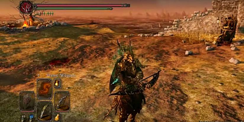 bow that is a boss weapon held by the player in majula.