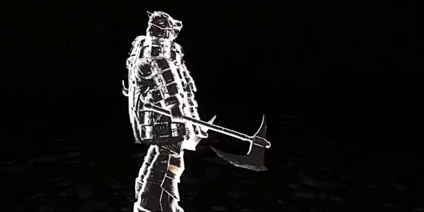 player dual wielding one of the best axes in the game as a white phantom.