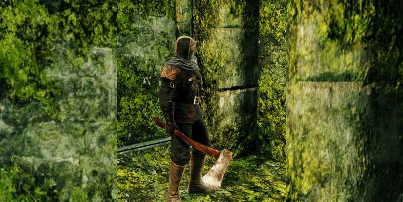 player holding a simple axe.