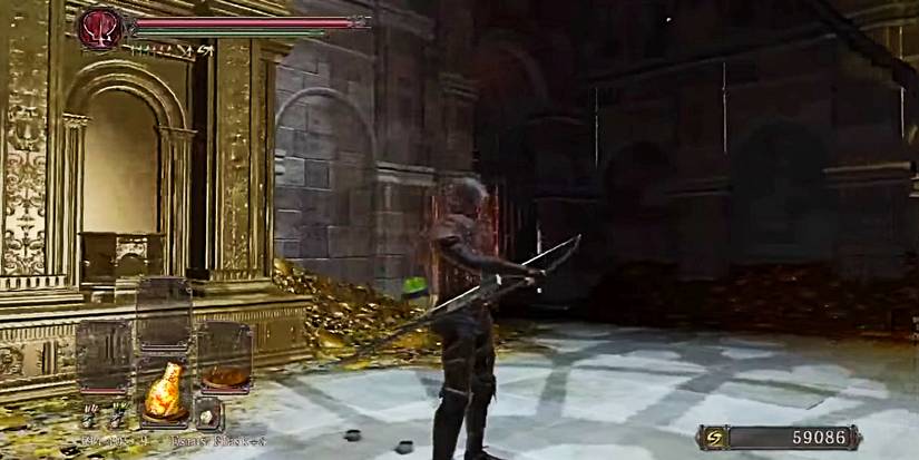 black bow held by the player.