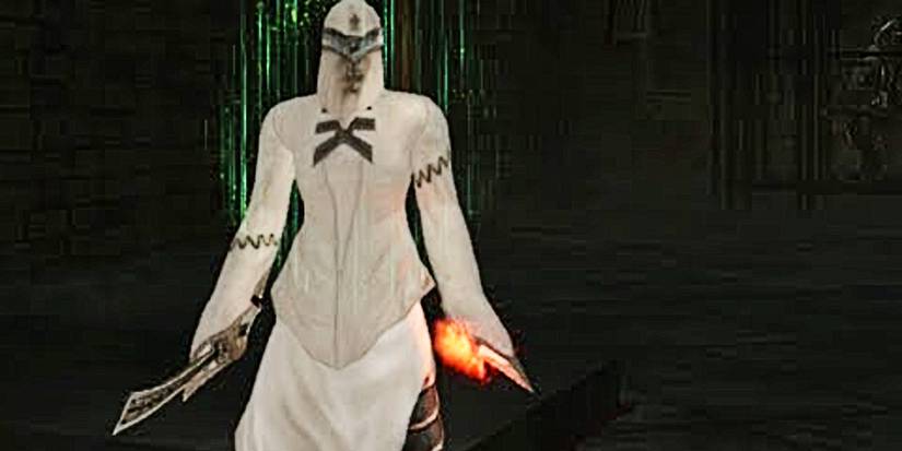 player in the monastery armor set holding a lore friendly sword.