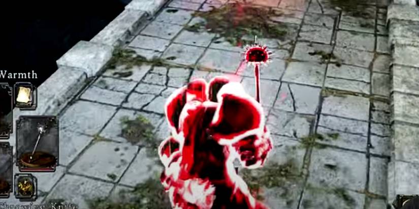 player using a spiky hammer in pvp.