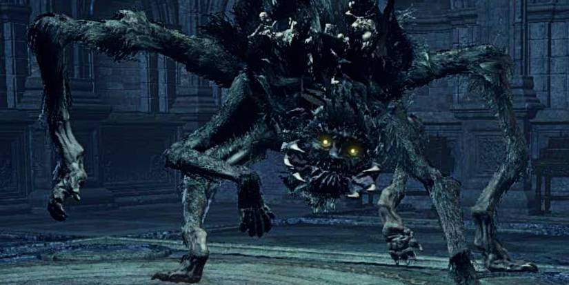 miniboss that can curse the player and looks like a furry spider.