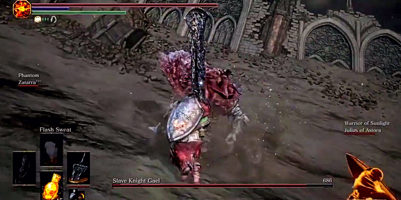 player fighting gael with the fume ultra greatsword.