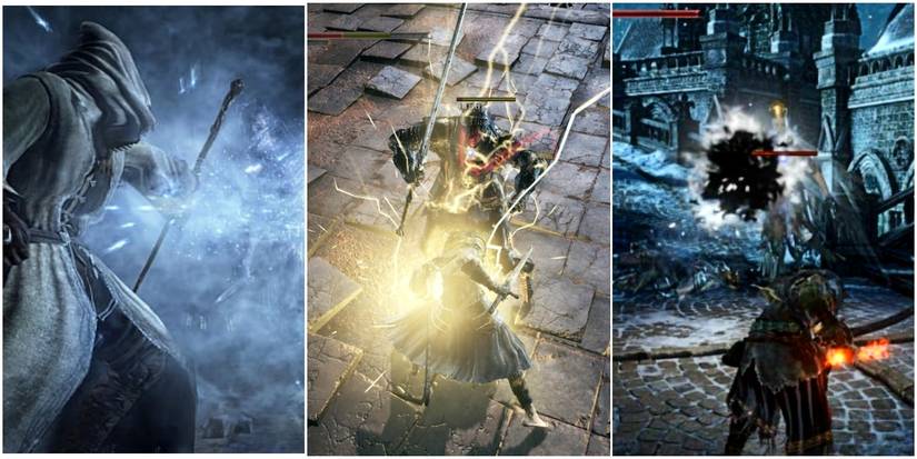 frost sorcery, lightning miracle, and dark pyromancy.