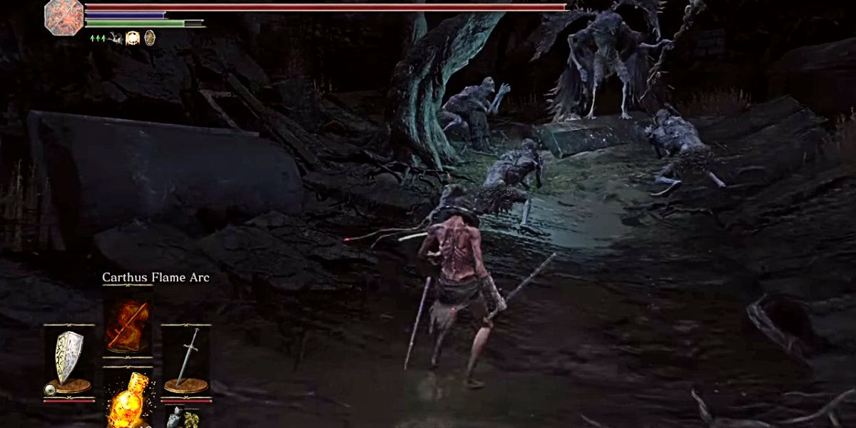 player about to fight some corvian enemies for a ring.