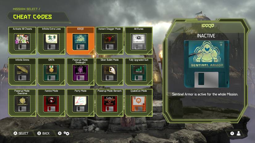 floppy disc cheat codes for doom eternal permanent sentinel armor