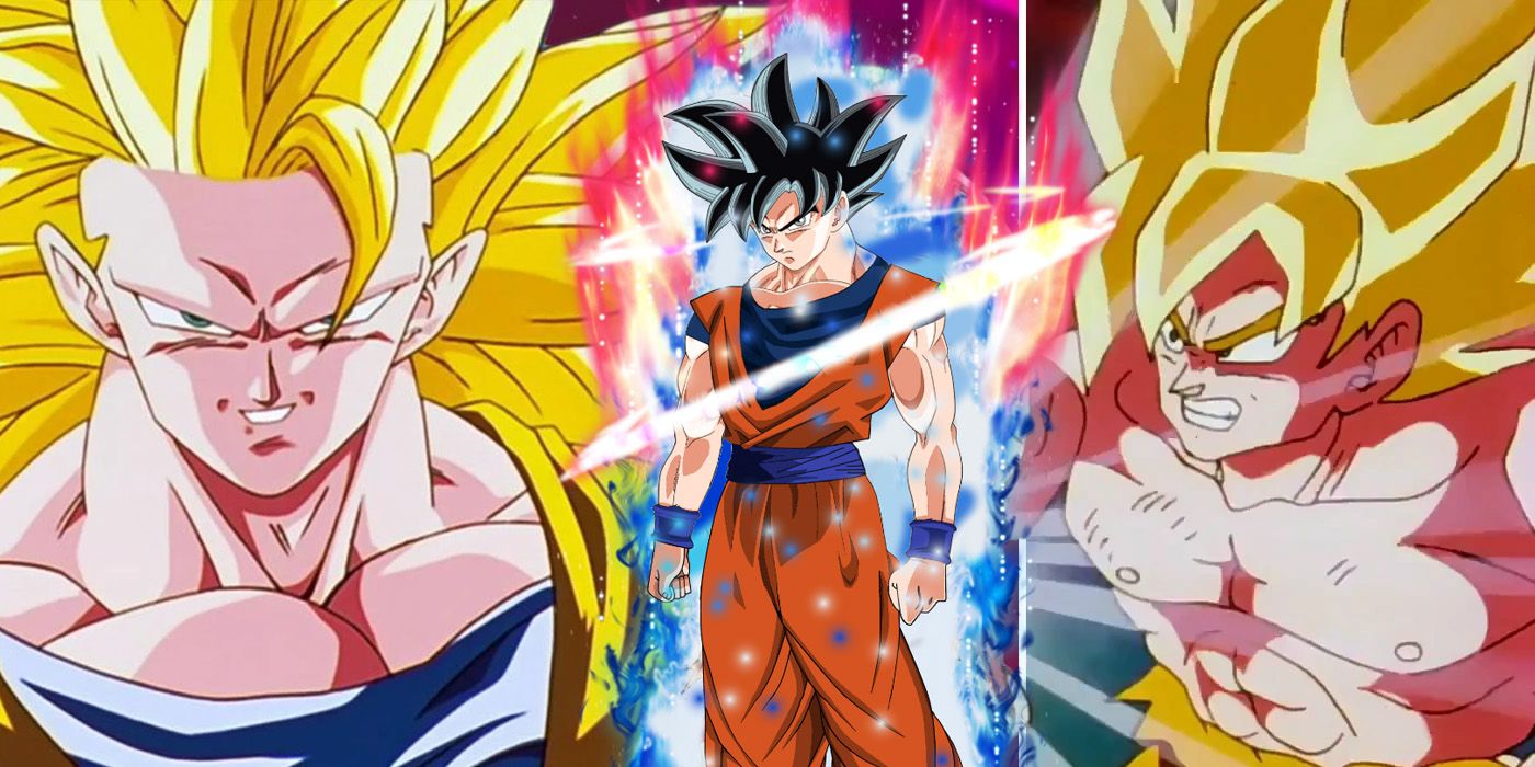 Goku from the Dragon Ball series (Super Saiyan 3, Ultra Instinct and Super Saiyan 1)