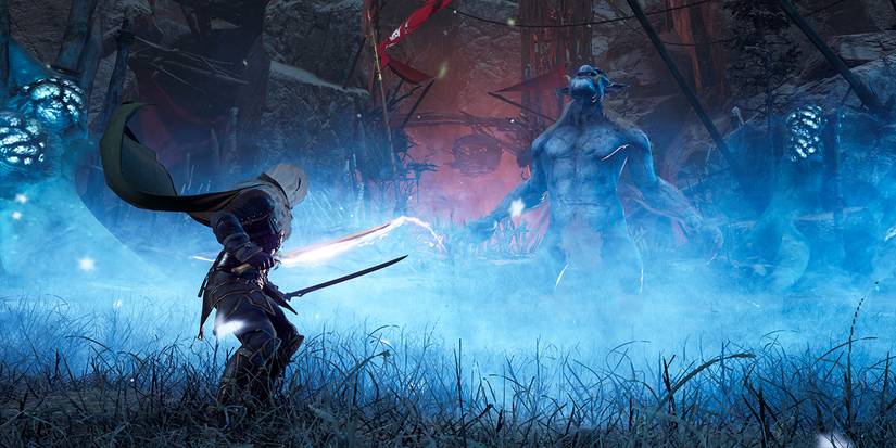 Drizzt fighting a troll in fog