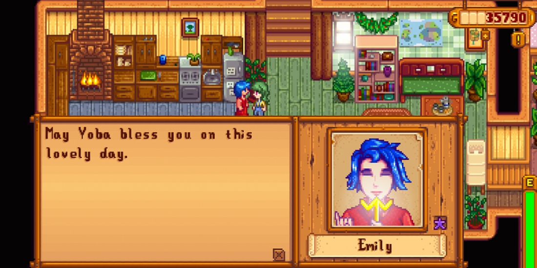 Emily speaking to the player