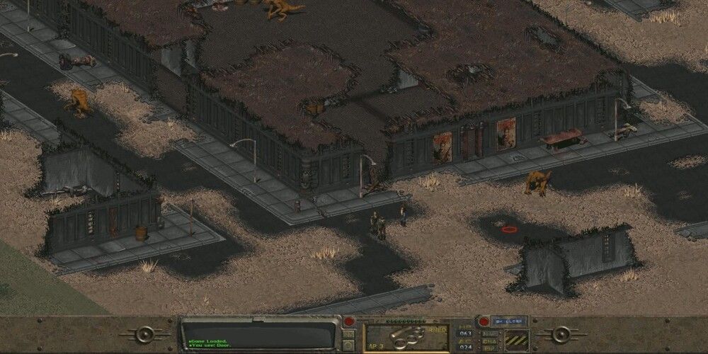 Fallout 1 (1997) - outside of a large building