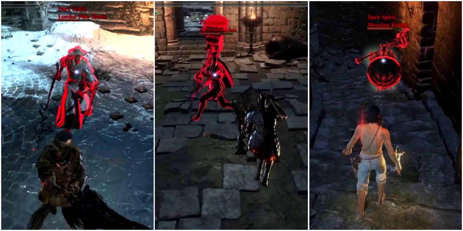 londor pale shade, silver knight ledo, and moaning knight.