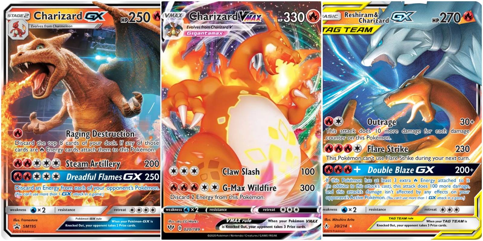 3 charizard cards.