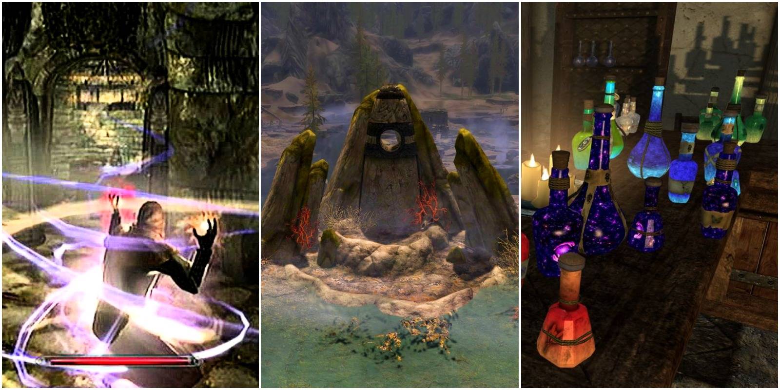 equilibirum spell, atronach stone, and blue potions.