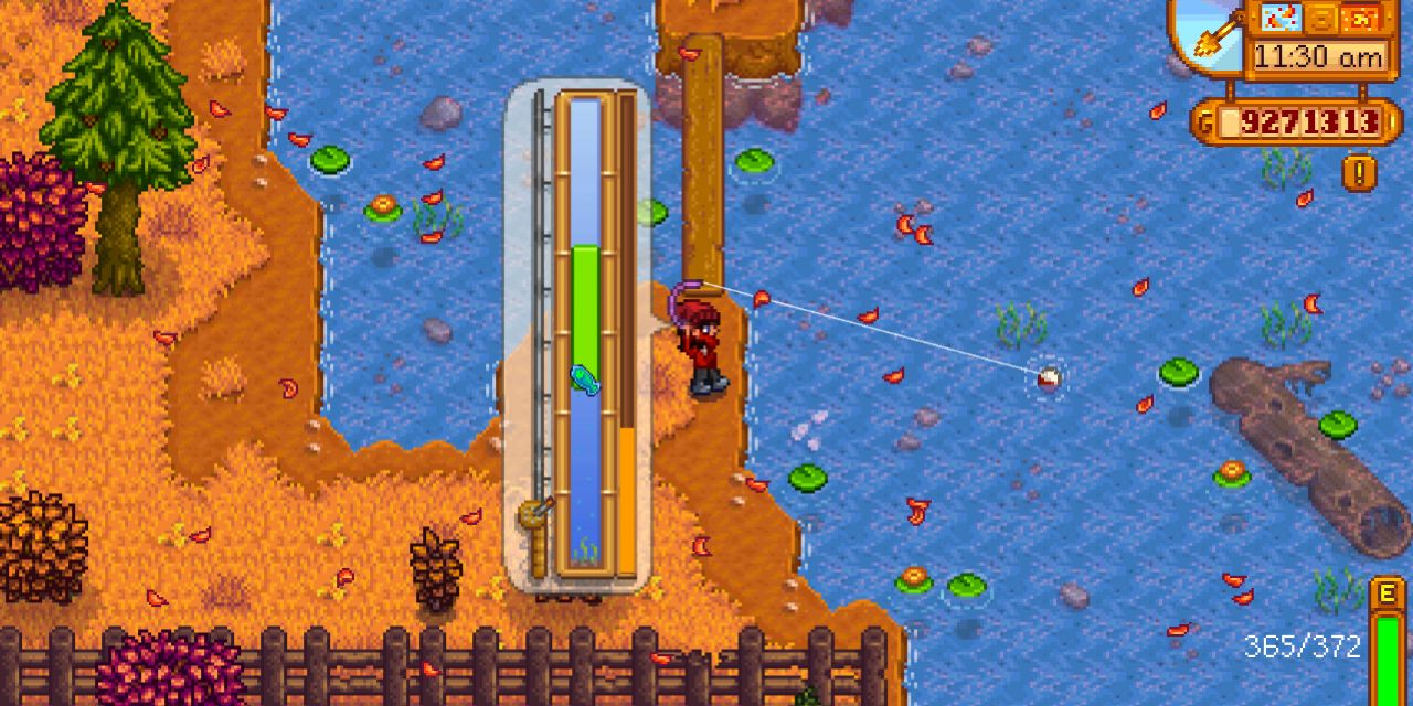 Player character fishing in Stardew Valley