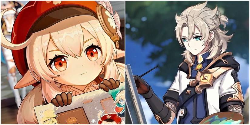 genshin impact klee albedo trailer artwork split image