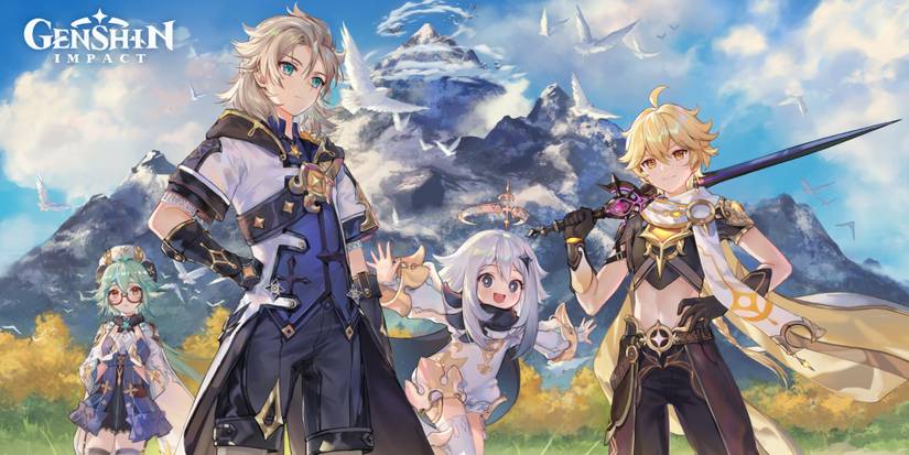 genshin impact albedo traveler paimon sucrose official artwork