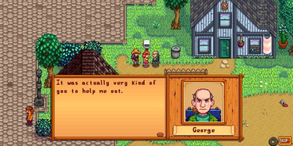 George talking to Penny and the player