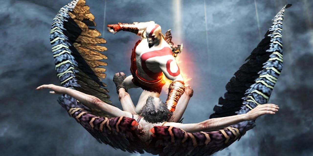 Kratos steals Icarus' wings in God of War II