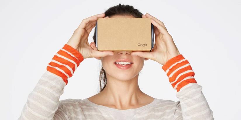 google cardboard headset worn