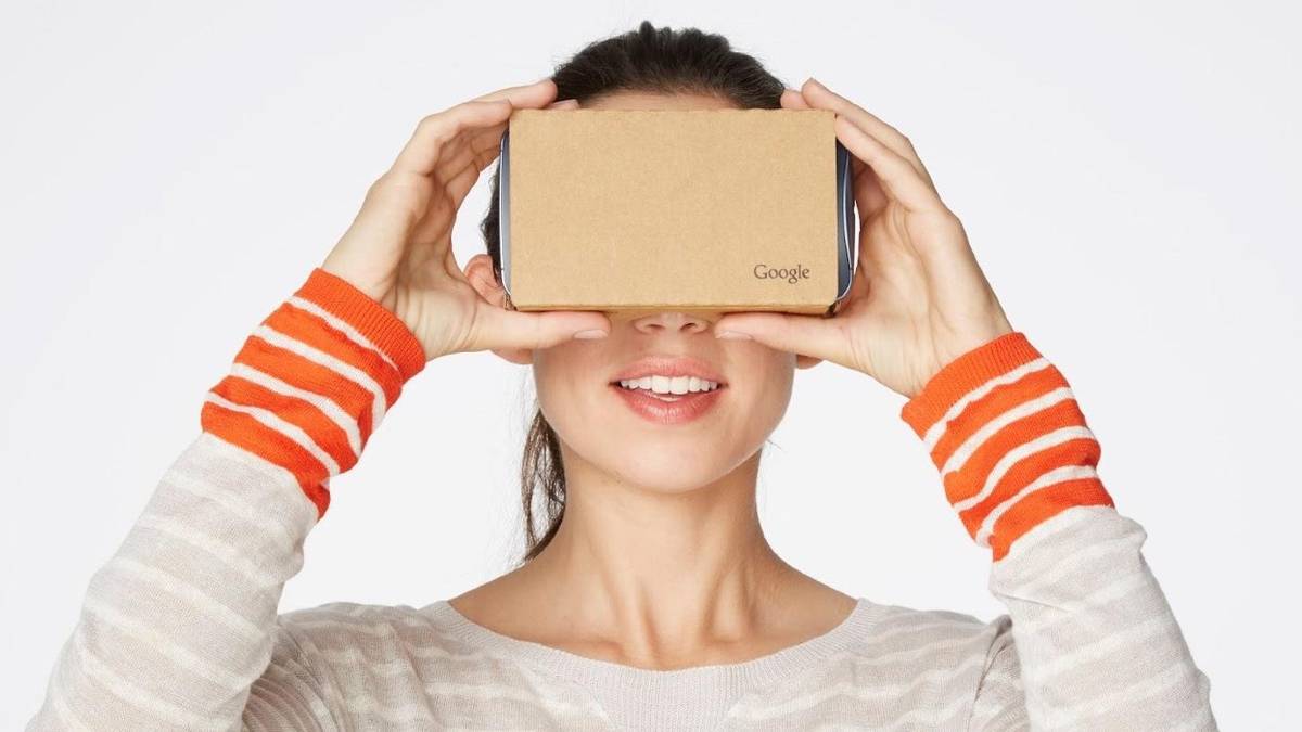 google cardboard headset worn