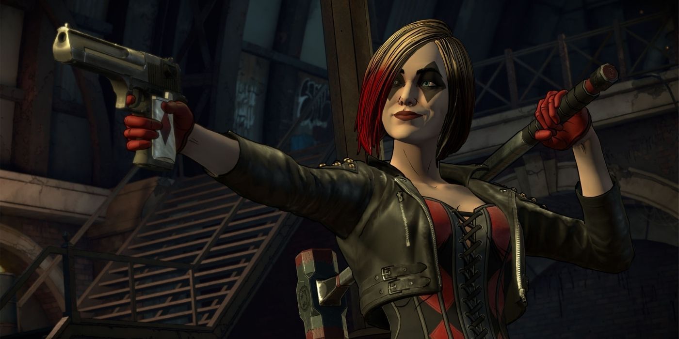 harley quinn with gun and bat