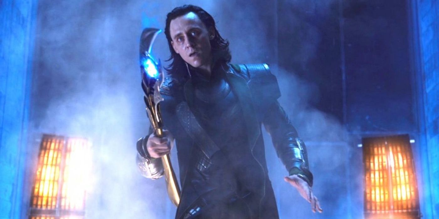 loki with his staff in avengers