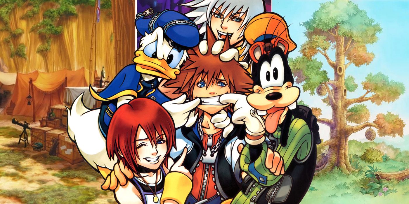 Sora, Donald, Goofy, Riku, and Kairi in Kingdom Hearts 1