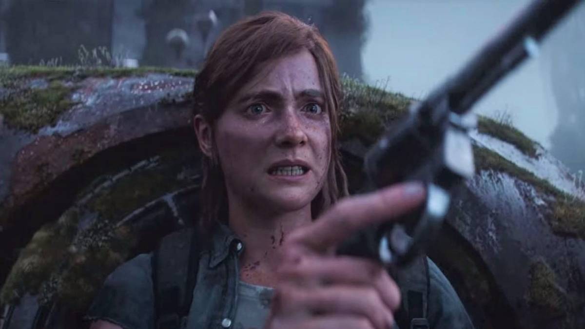 last of us part 2 ellie holding revolver gun by car