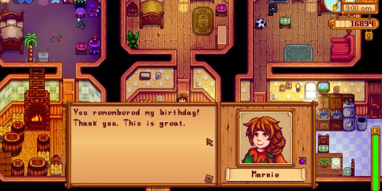 Marnie receiving a birthday gift