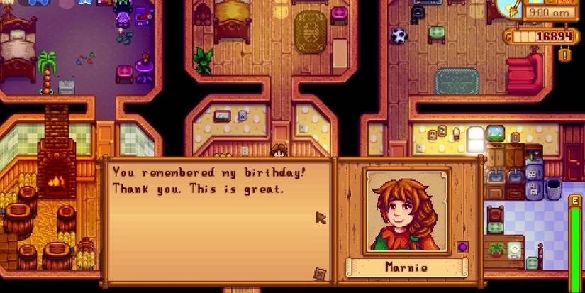 Marnie receiving a birthday gift