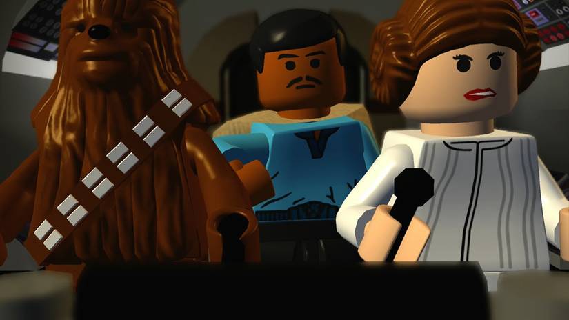 Lego Princess Leia is flying the Millenium Falcom to catch Luke