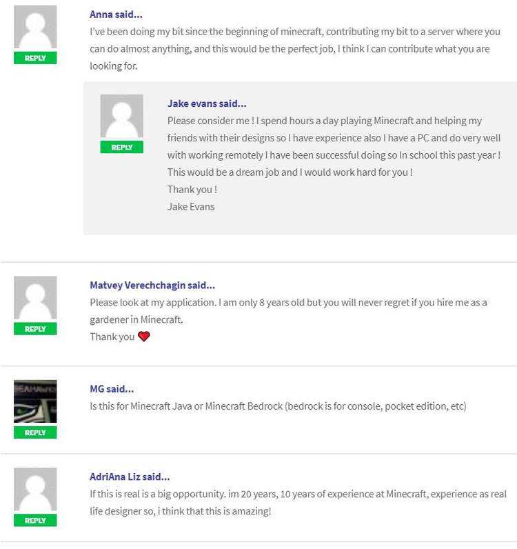 minecraft virtual gardener application comments