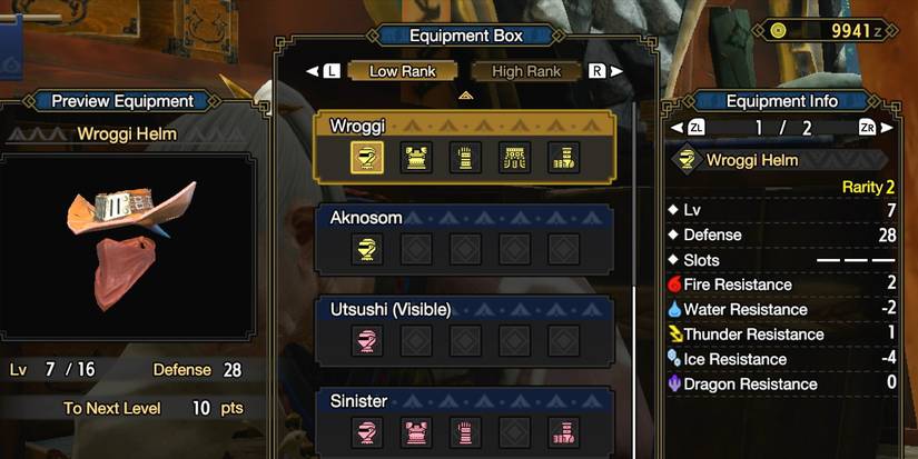 menu to upgrade armor in monster hunter rise
