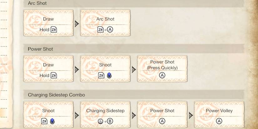 in-game bow combo list